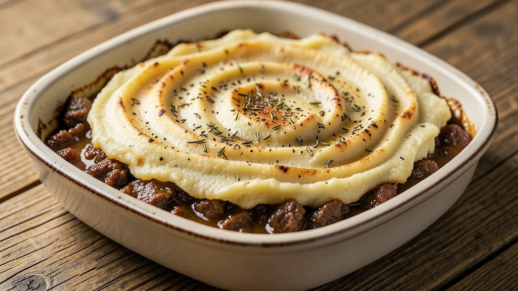 Shepherd's Pie Recipe Without Vegetables: Creamy Mashed Topping Over Hearty Ground Beef